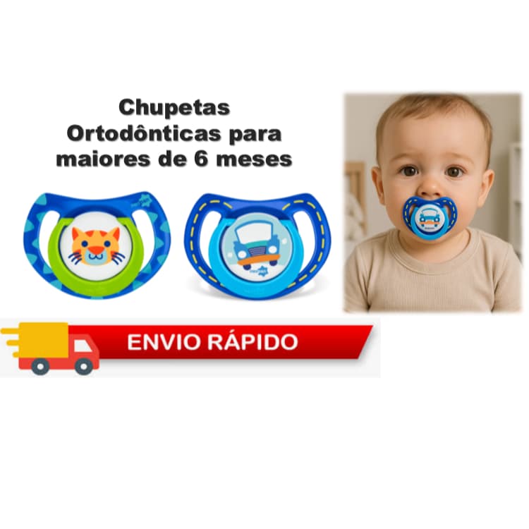 Chupeta Neopan Ortodôntica tamanho 2 - acima de 6 meses Carro/Gatinho