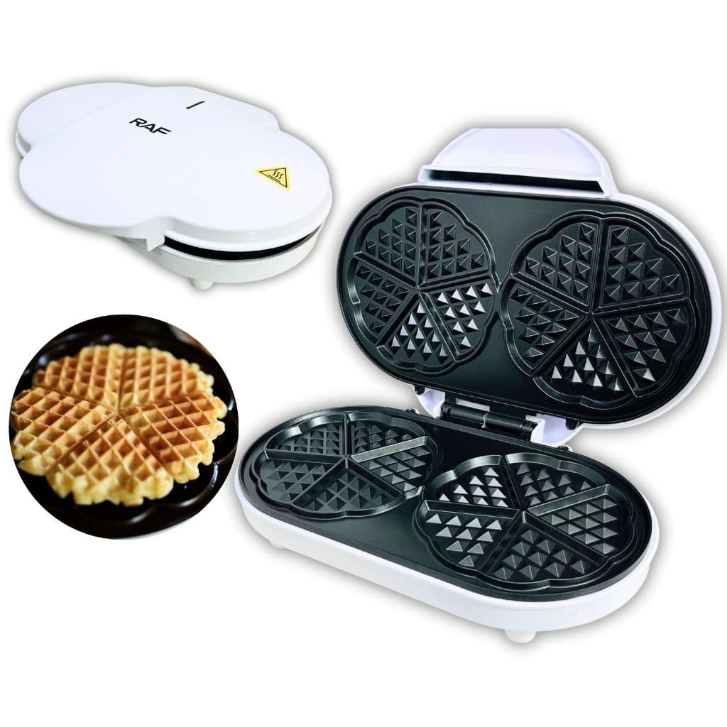 Máquina Elétrica De Waffle Formato De Coração Alça Com Suporte Para Mãos Luz Indicadora Temperatura