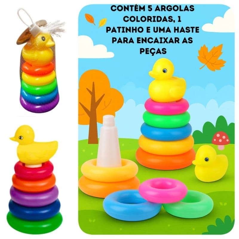 Brinquedo Lúdico Argolas Coloridas Para Desenvolvimento infantil Bebê
