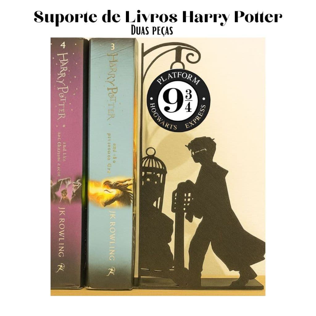 Suporte de Livros Harry Potter Plataforma 9 3/4 Geek Decoração