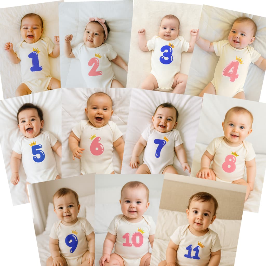 Kit 11 Bodies Mêsversário Bebê Menina/Menino