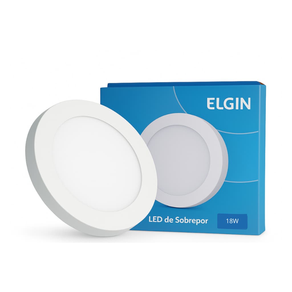 Luminária Plafon LED Sobrepor 18W 1.440lm 6500K Branca Fria Bivolt Elgin