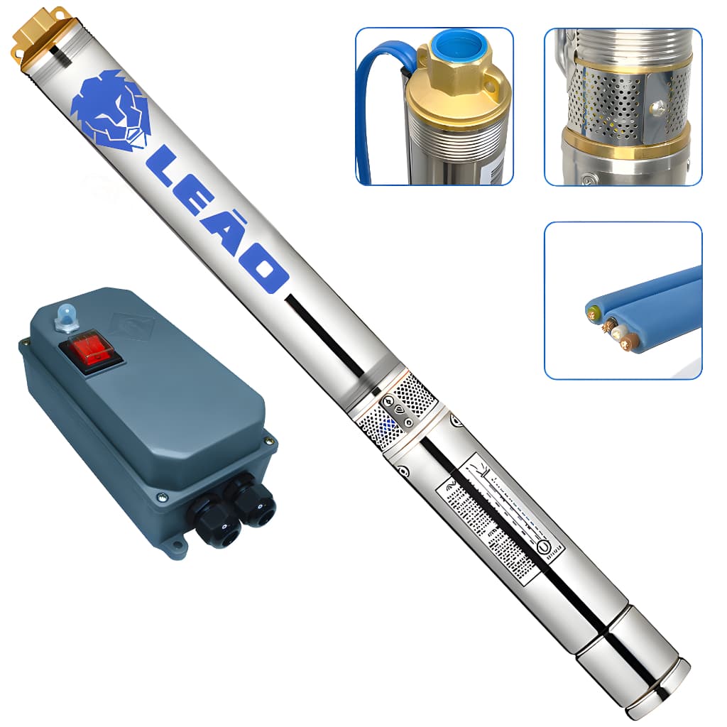 Bomba Caneta Submersa Leão 1/2 Cv 220v Control Box 220v Poço Até 50m