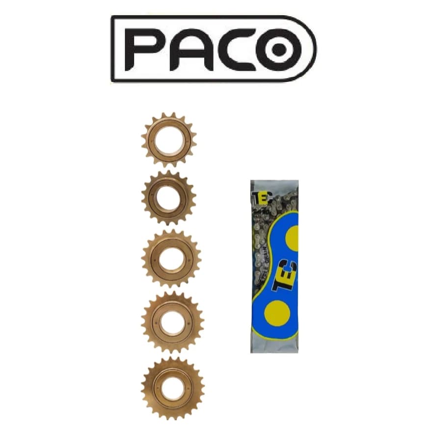 Catraca Roda Livre 16/18/20/22/24 Dentes Dourada Esferada Paco + Corrente Tec Grossa Bike Sem Marcha