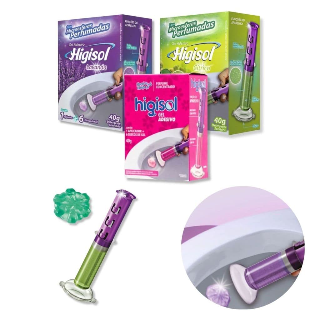 Gel Adesivo Higisol Banheiro Aplicador + 6 Discos De Gel