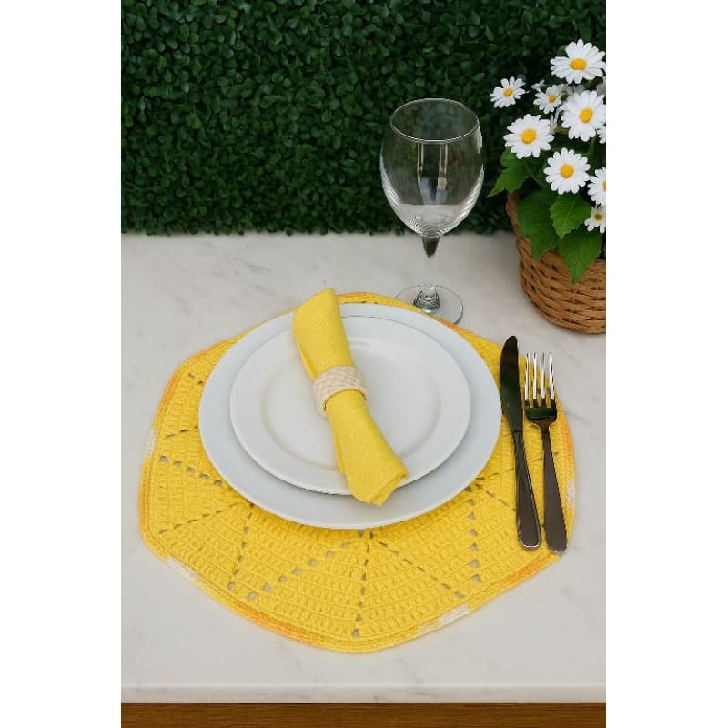 Sousplat Jogo Americano em Crochê mesa posta kit com 6