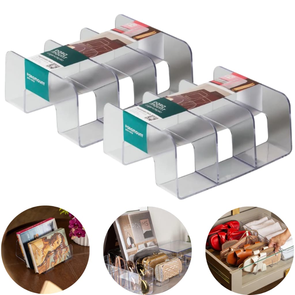 Kit 2 Organizador Mesa Escritorio Suporte Gaveta Sandalia Chinelo Expositor Loja Decoração Acrilico