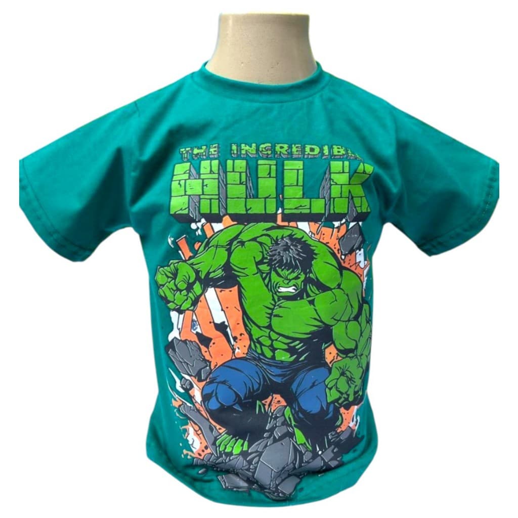 Camiseta Infantil Manga Longa \ Manga Curta 100% Algodão - Hulk