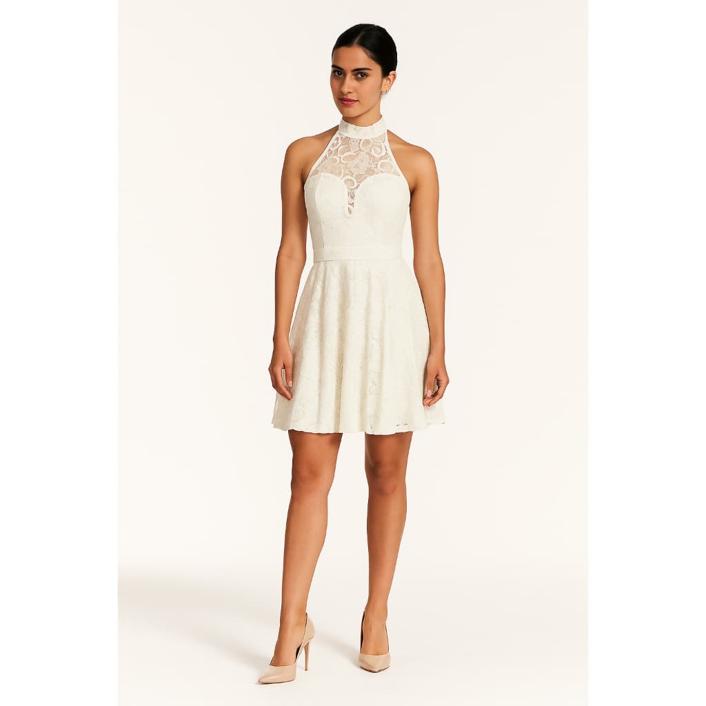 Vestido Curto Feminino Simples De Noiva Casamento Renda Premium