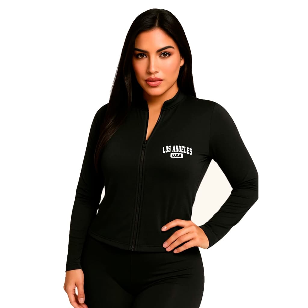Jaqueta Feminina Treino Academia Corta Vento Casaco Slim Ziper Proteção Solar UV
