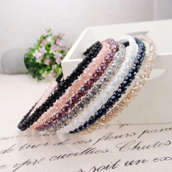 Arco/Tiara Com Flores de Contas de Cristal Coloridas Fina/Delicada/Fashion/Acessórios de Cabeça - WL