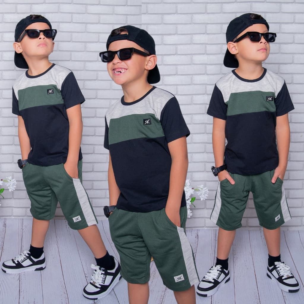 Conjuntos Infantil Menino Juvenil Lançamento Top Verão Camisa Bermuda Roupa Menino 2 ao 10 anos