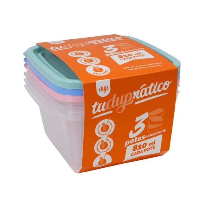 Potes Montreau 810ml Dup Tampa Hermético BPA FREE Marmita Vasilha Papinha Freezer Micro-ondas