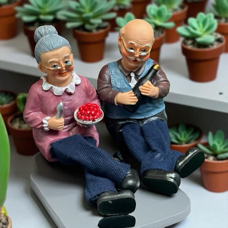 Casal Velhinhos Vovô Vovó Enfeite Resina decoração Fofos