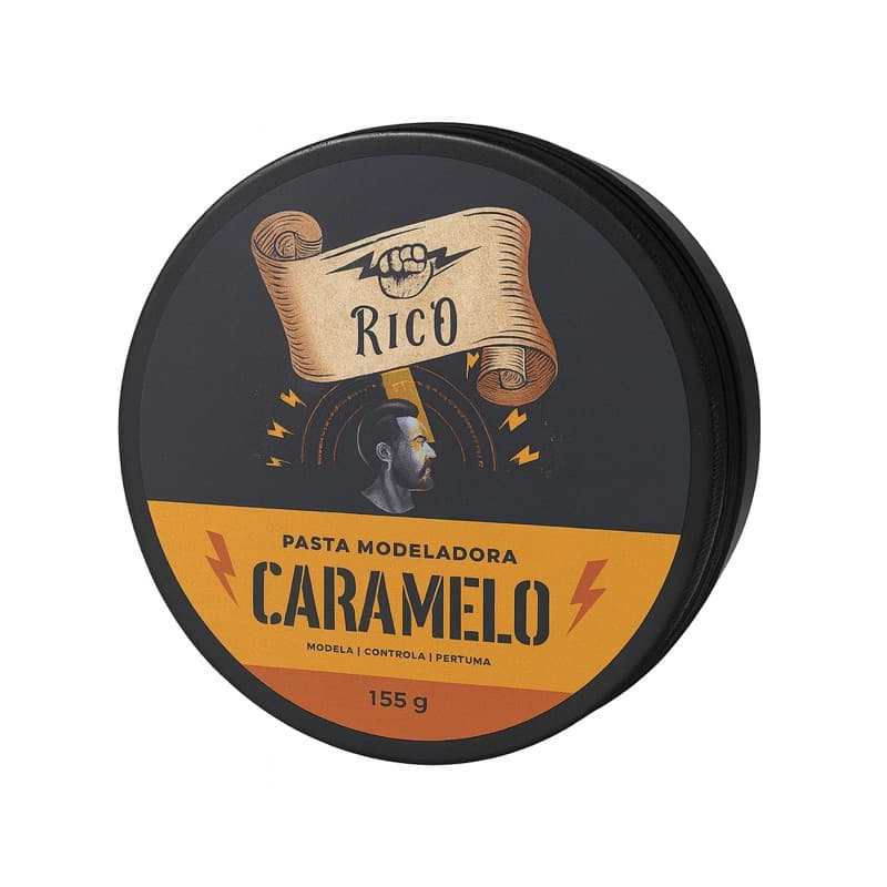 Pasta Modeladora Masculina Caramelo 155g – Fixação Forte e Perfume Duradouro