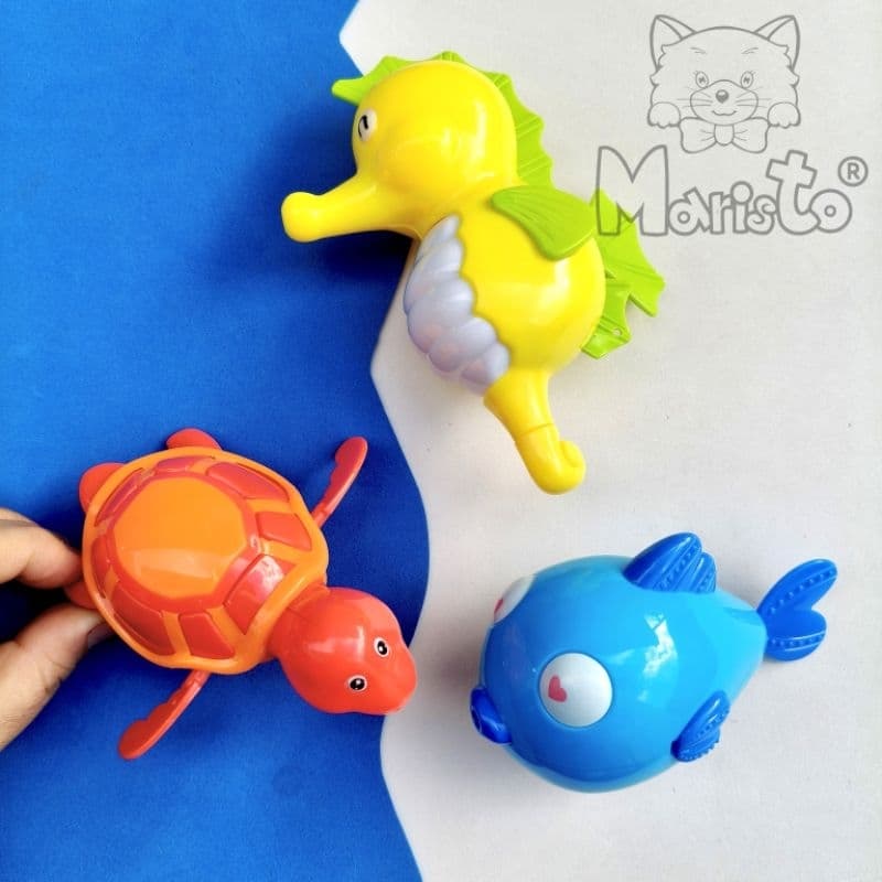 Kit 3 Mini Brinquedos de Banho a Corda (para Banheira ou Piscina) Animais Marinhos
