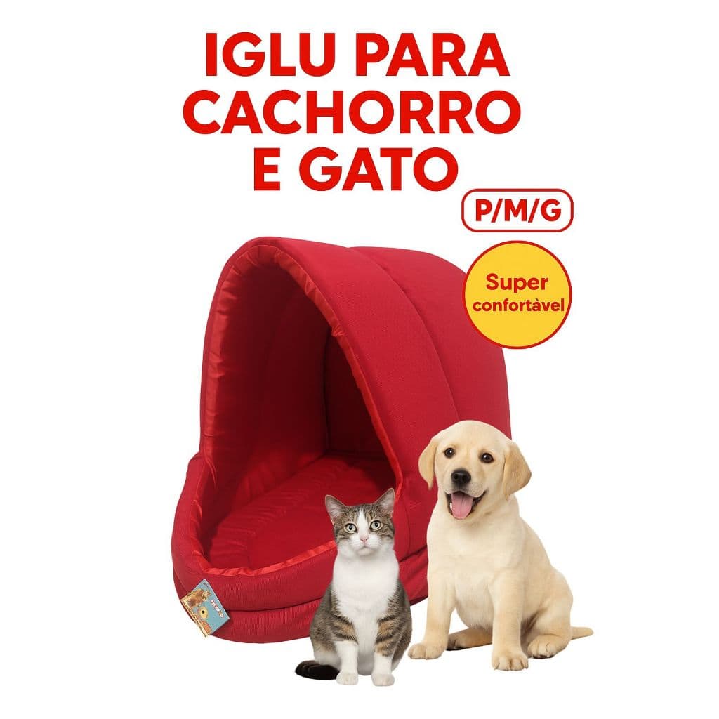Cama Iglu Pet Cachorro e Gato Super Confortável Tamanhos P M G Lavável Caminha Toca (Suede)