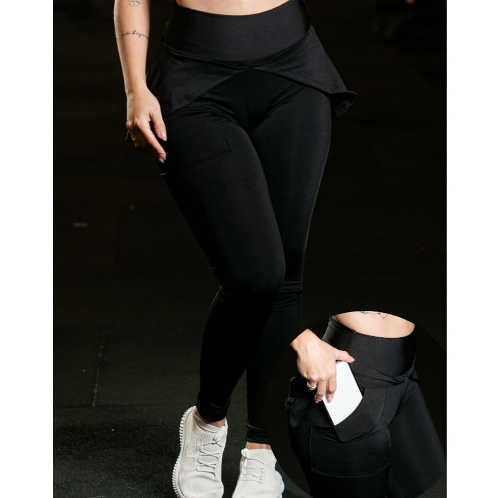 Legging Saia c/ Bolso Suplex Moda Feminina Para Treinar Academia