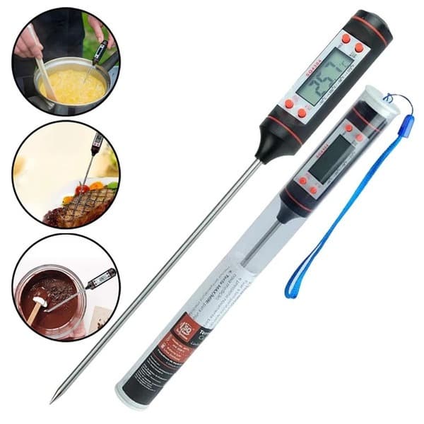 Termômetro Culinário Display Digital Cozinha 24cm Tipo Espeto para Alimentos -50ºC Negativo até 300