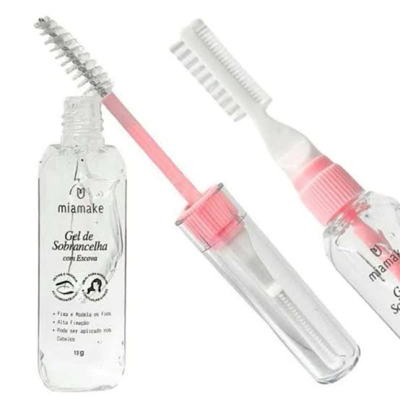 Gel Incolor Fixador de Sobrancelha com Escovinha e Pente Mia make