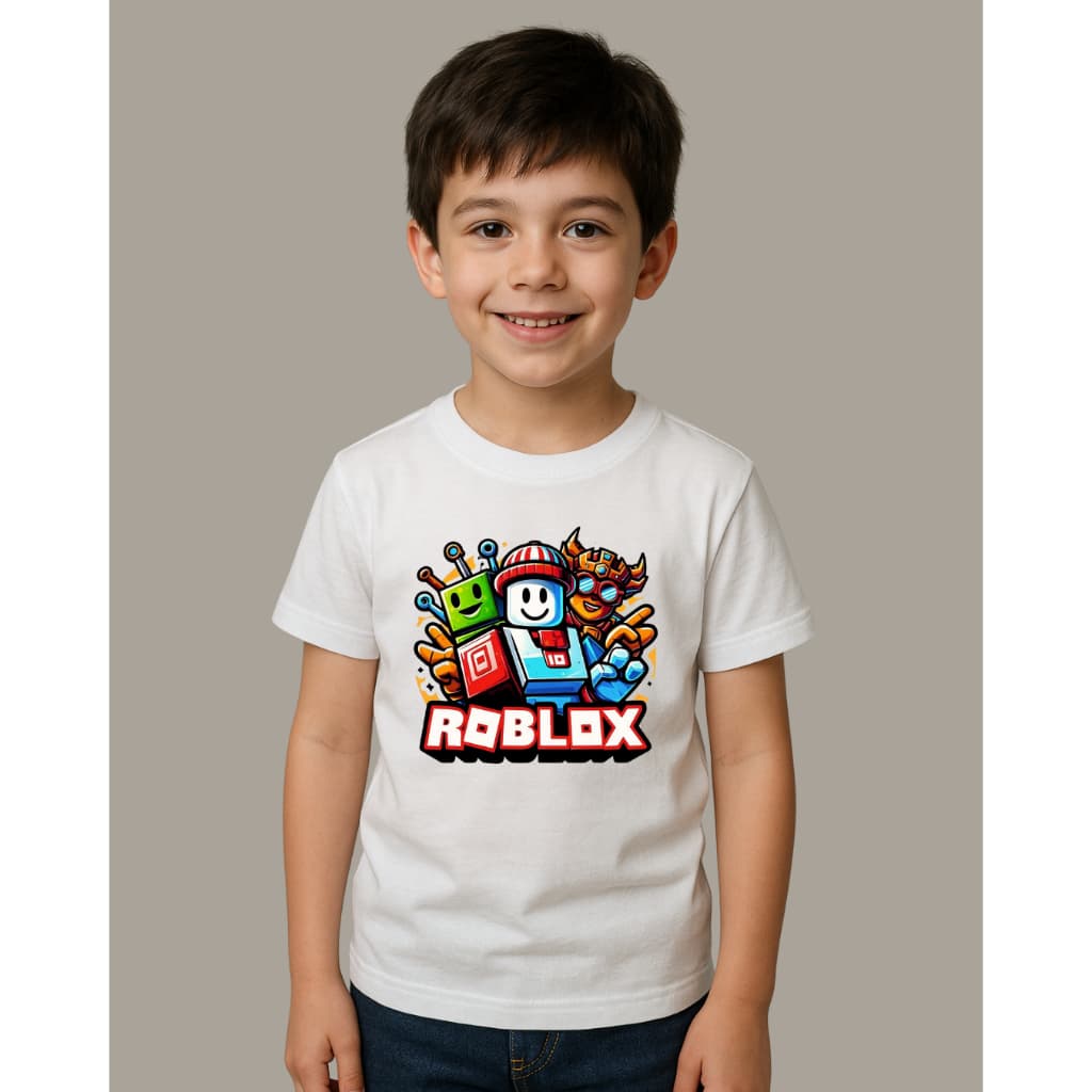 Camiseta T-shirt Infantil Estampada Menino Jogo Roblox Aventura  Kids | 100% Algodão Premium