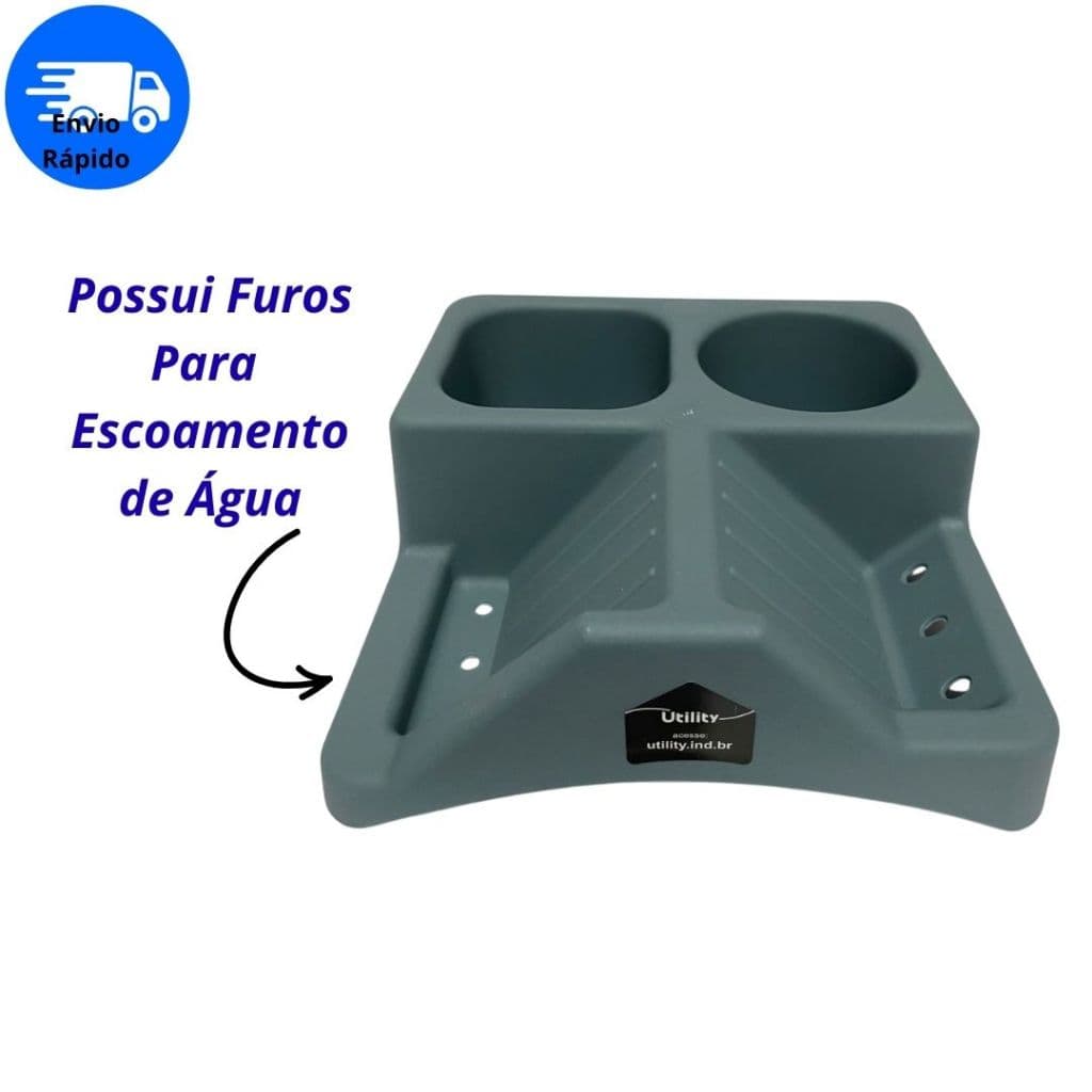 Suporte Organizador de Pia Neo Forma Porta Detergente Sabão E Bucha  Na Cor Cinza