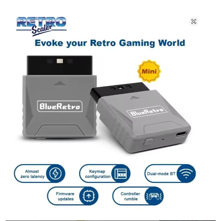 PS1/PS2 ADAPTADOR DE CONTROLE BLUETOOTH BLUERETRO RETROSCALER