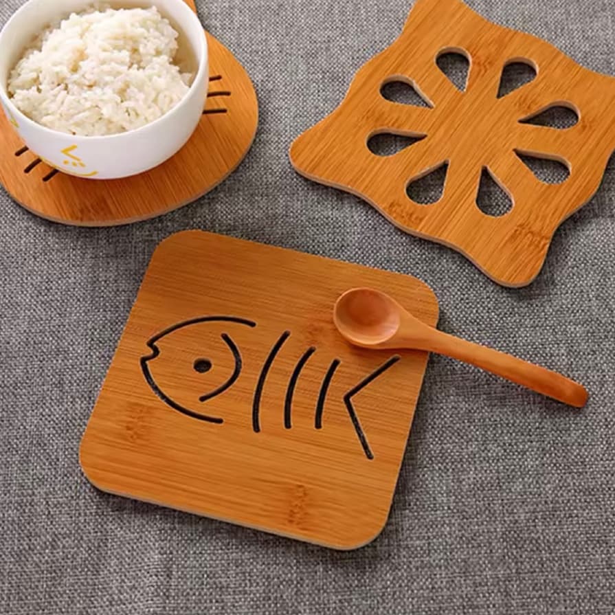 Descanso De Panela De Bambu Quadrada Diversos Modelos