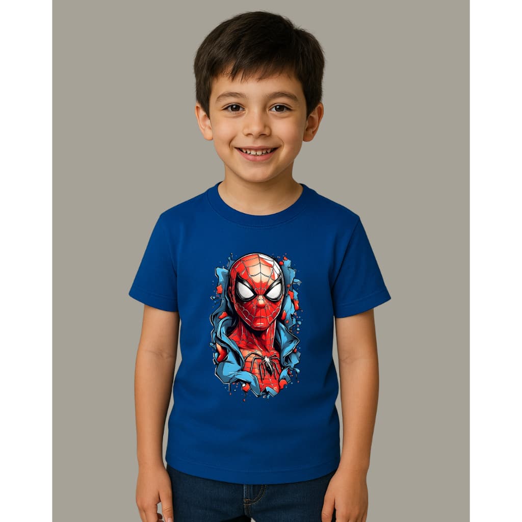 Camiseta T-shirt Infantil Menino Estampada Homem-Aranha Heroico Kids Personalizada | 100% Algodão Premium