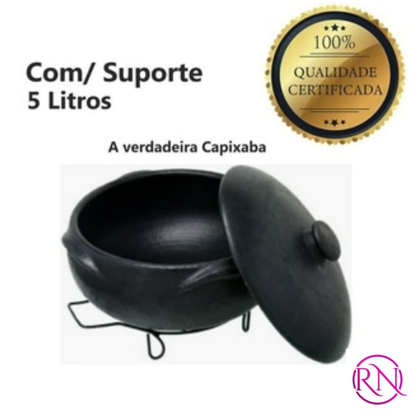 A Legitima Panela de Barro Capixaba 5 Litros + Suporte de Ferro