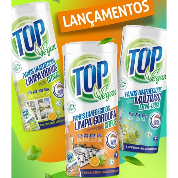 Panos Umedecidos Com Desinfetante Para Limpa Geral Top Vegan Pote Com 35 Unidades