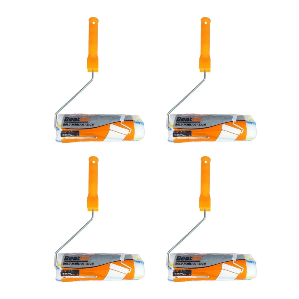 Kit Rolos De Pintura De Parede em Lã Acrílica Com Cabo 23cm