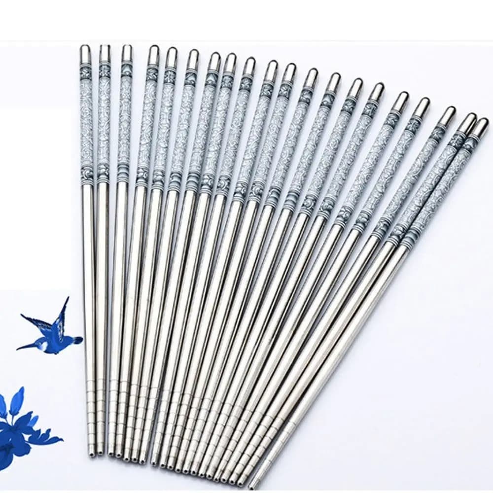 Hashi Inox Coreano Japonês Sushi Estampado Reutilizável Higiênico Metal Oriental Chines Talher