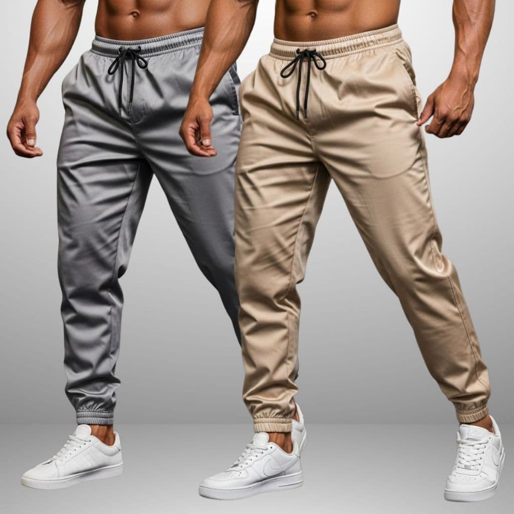 Kit 2 Calças de Elastano Jogger Tactel com Elastano para Treino Esportivo Masculino e Corrida