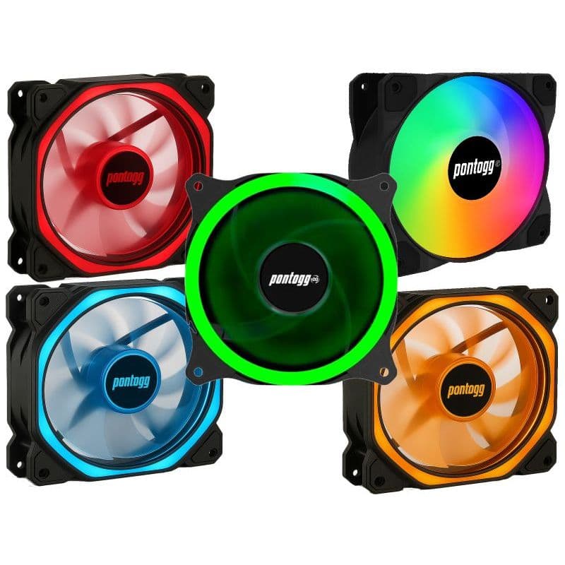 Kit 5 Cooler Fan LED Ring 120mm RGB Amarelo Azul VD Vermelho Ventoinha Gabinete PC Gamer Computador