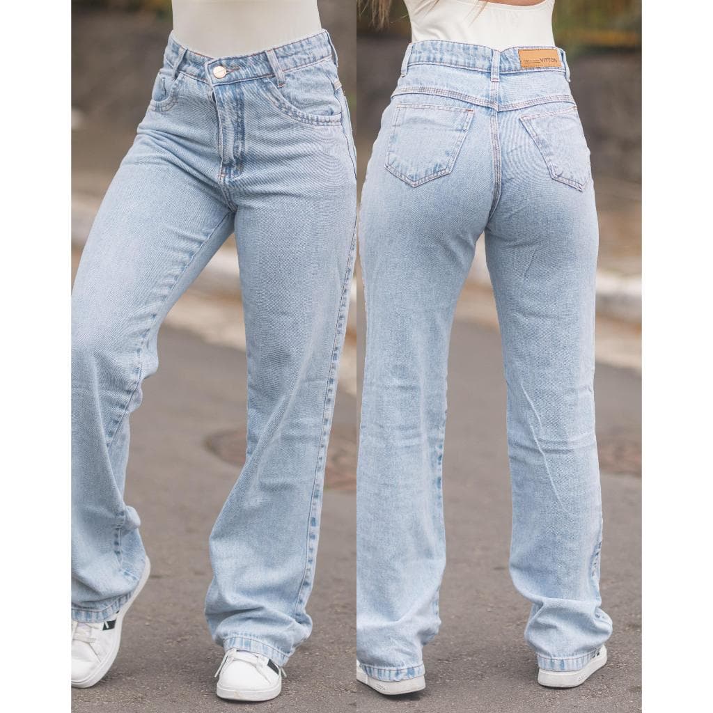 Calça Jeans Wide Leg Feminina Reta Moderna Confortável Estilo Clássico Atemporal