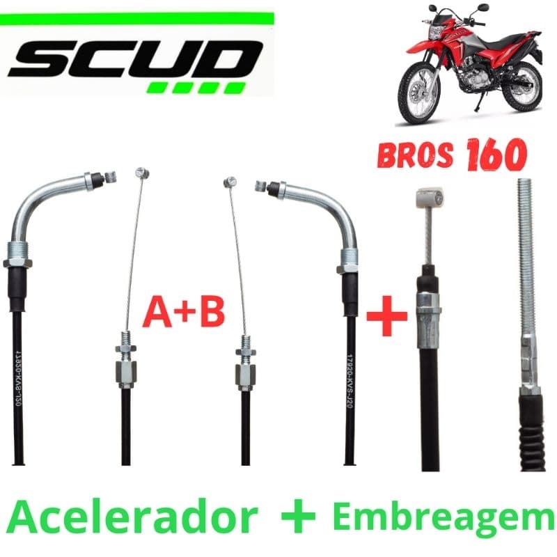 Kit Cabos Acelerador A+B NXR Bros 160 Scud Com Opção De Kit Embreagem + Acelerador Scud Original