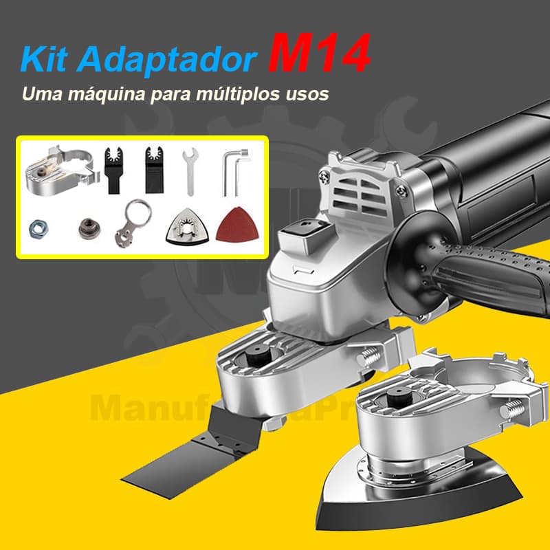 Kit Adaptador M14 para Esmerilhadeira com Componentes para Cortes e Acabamentos Precisos Disco de Corte Lixa e Raspador