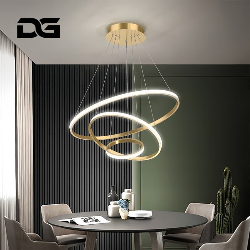 3 Cores em 1 luz Lustre Para Sala Três Anéis Led Lustre Pendente Nordic Moderno Cozinha Quarto - O15