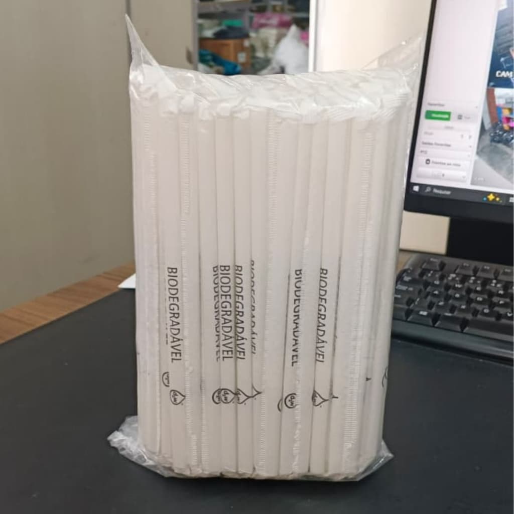 Canudo Biodegradável de Plástico Sustentável – Kit com 25, 50, 100 ou 150 Unidades