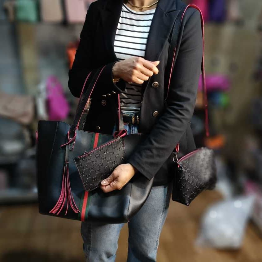 bolsa feminina sacola kit com 3 peças