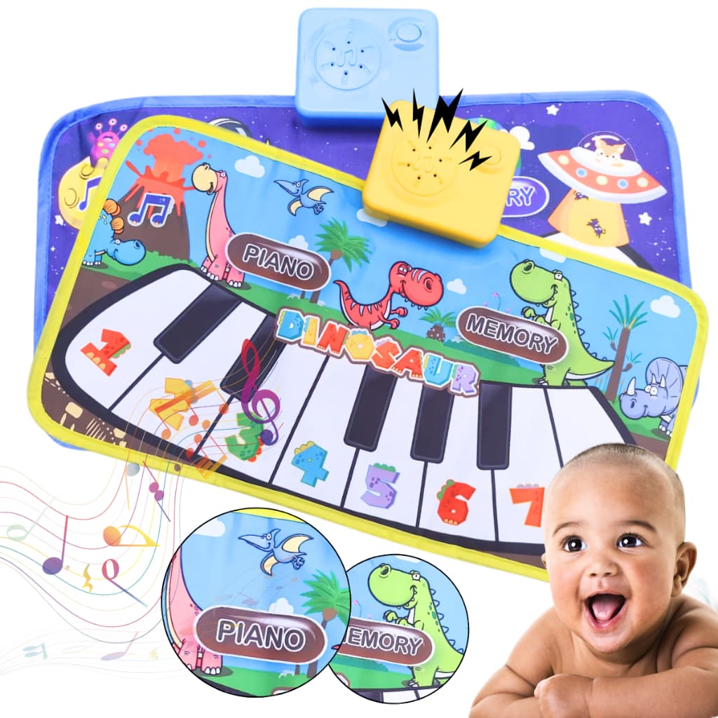 Tapete de Piano Para Bebês Teclado Tapete de Atividades Infantil Interativo Dino Astronauta