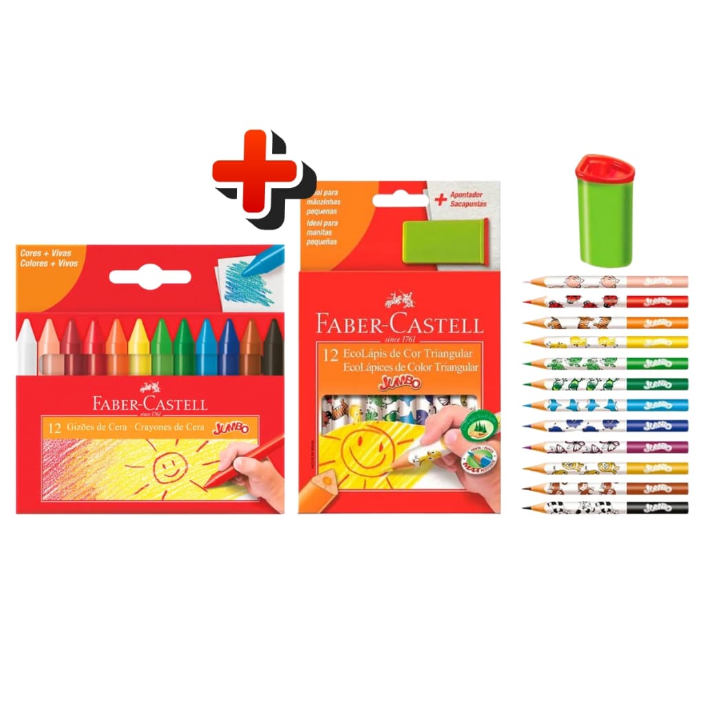 Lápis Giz de cera Lápis de Cor Faber Castell Jumbo Vários Modelos Material Escolar