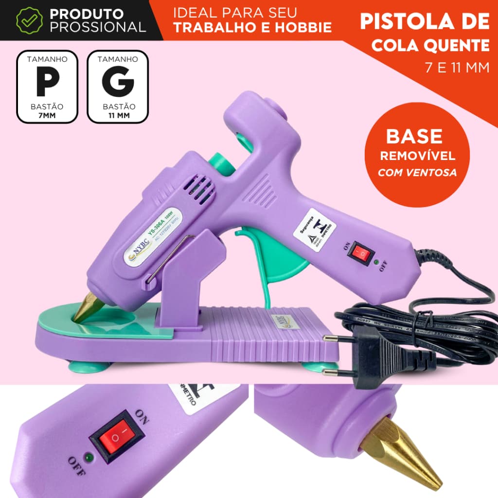 Aplicador Cola Quente Profissional Kit 10 Bastões 7mm 11mm Artesanato DIY Aquecimento Rápido