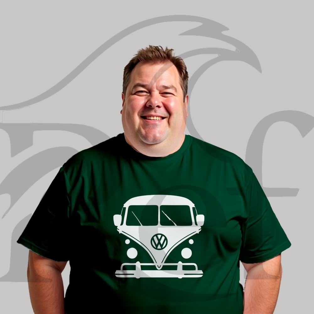 Camiseta Camisa Plus Size Masculina Streetwear Kombi De Frente Malha Penteada Algodão Premium