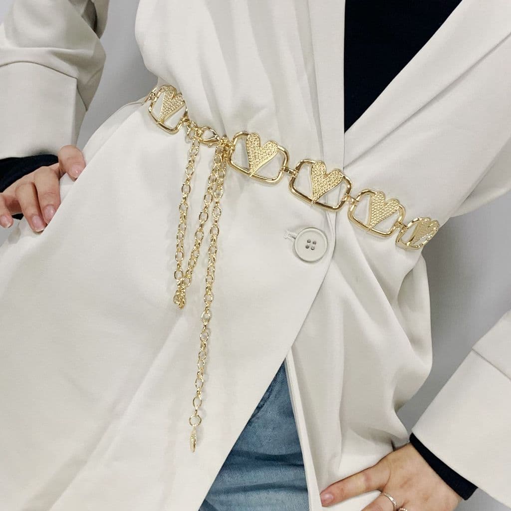 Cinto Feminino de Coração Corrente Nova Moda Europa