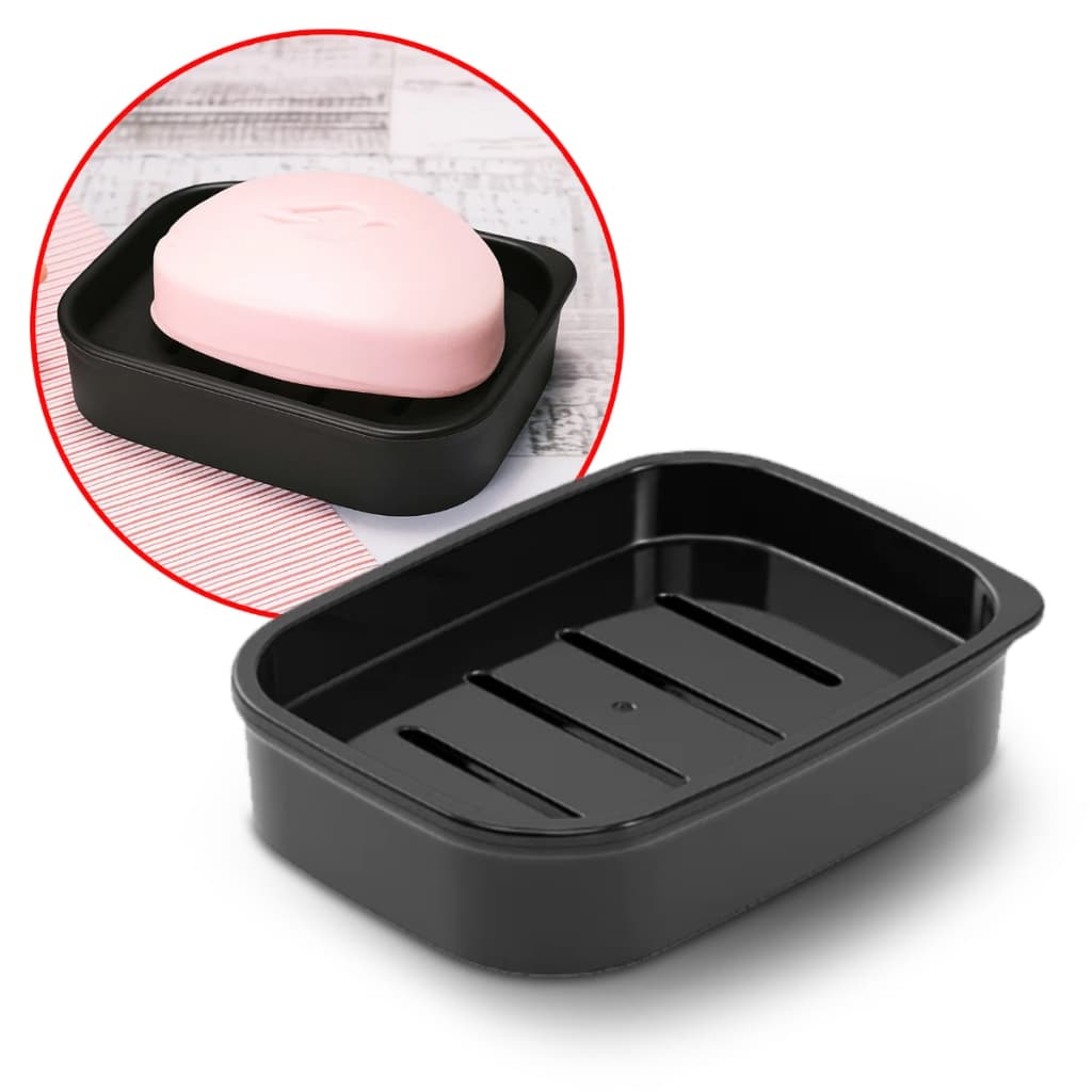 Saboneteira de Plástico com Escorredor Classic Preto Plasútil