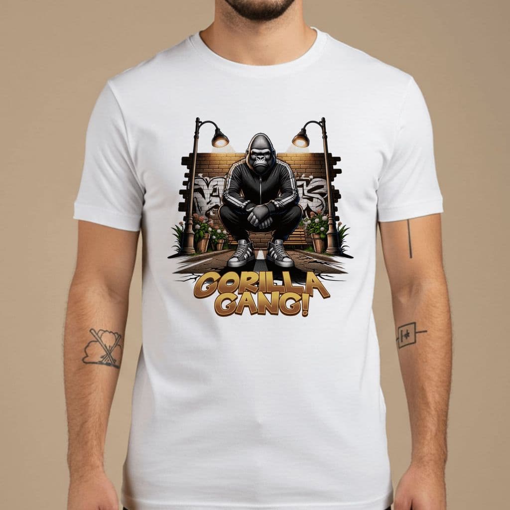 Camiseta Masculina Gorilla Gang Estampa Gangster Urbana Estilo Street Art
