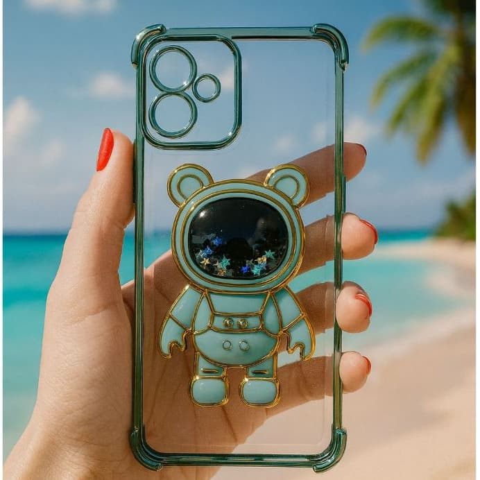 Capinha Borda Colorida Suporte Astronauta Brilho MOTO G05/G14/G15/G24/G34/G35/G54/G55/G75/G84/G85