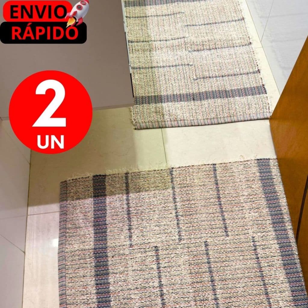 Kit 2 UN Tapete Artesanal Boho Premium Algodão 45cmX75cm Ideal para Sala, Quarto, Banheiro e Cozinha